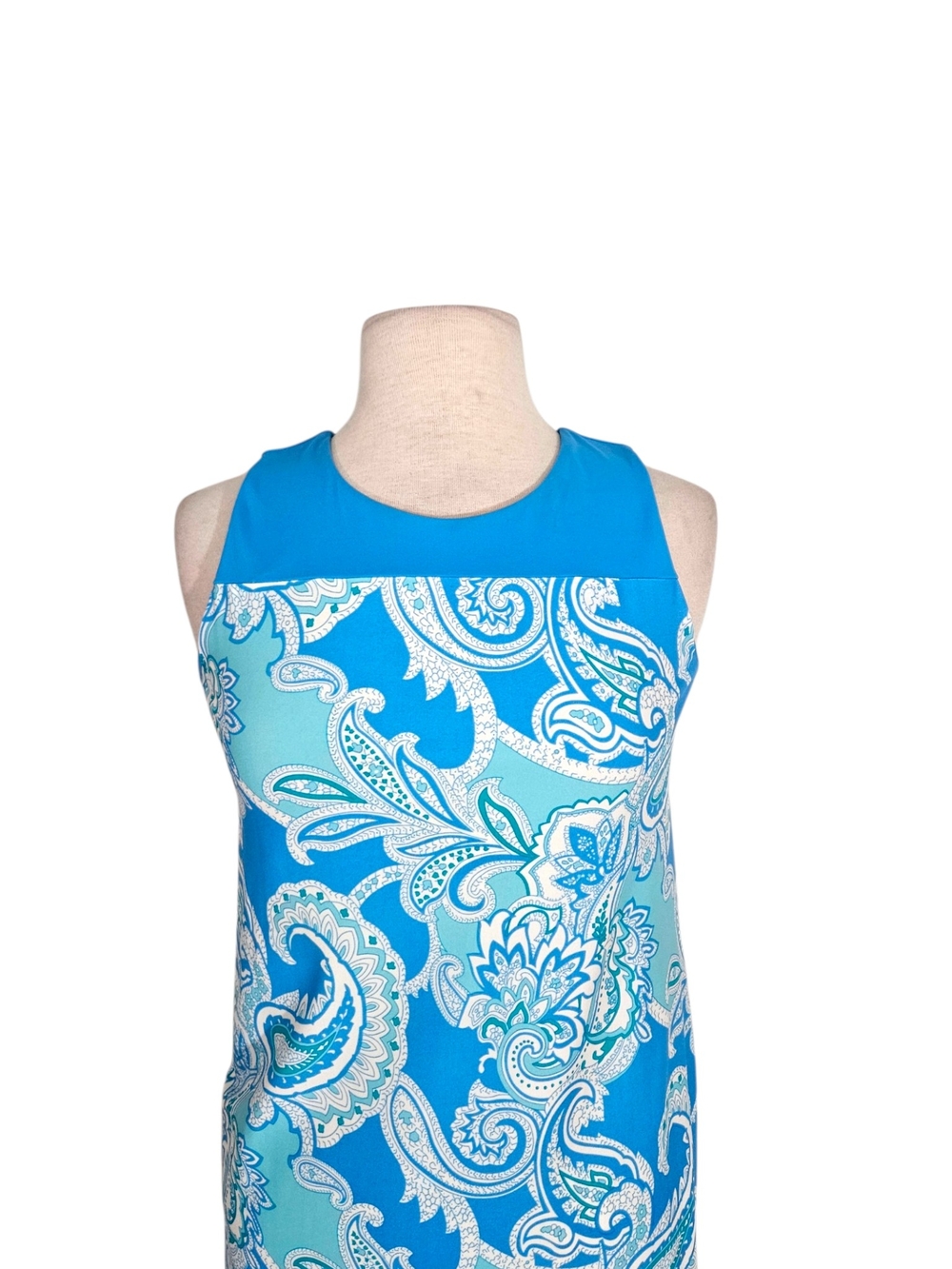 Jude Connally Blue Jaquard Print Sleeveless Shift Dress - Picture 4 of 7